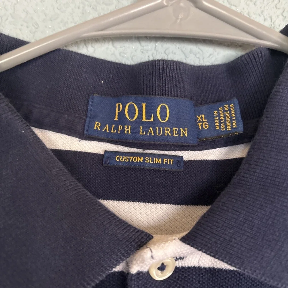 POLO Ralph Lauren Mens XL Custom Slim Fit Polo Shirt Colorful Stripe 100% Cotton